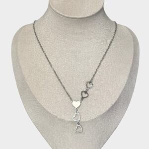 Hearts Silver Pendant Charm Necklace